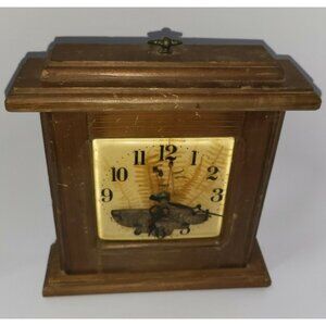 VINTAGE Colorflo Quartz Wooden & Resin Clock With Flowers & Leaves - RARE WORKS